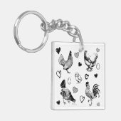 かわいい鶏のコラージュ キーホルダー (正面左)
