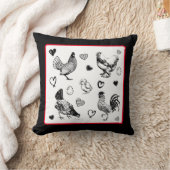 かわいい鶏のコラージュ クッション (ブランケット)