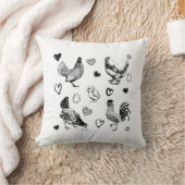 かわいい鶏のコラージュ クッション (ブランケット)