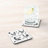 かわいい鶏のコラージュ コースター (右側)