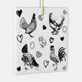 かわいい鶏のコラージュ セラミックオーナメント (右)