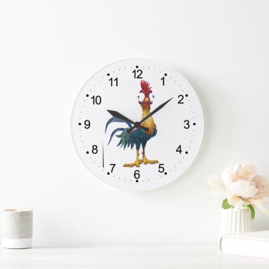 かわいい鶏の大きな目 ラージ壁時計 (ホーム)
