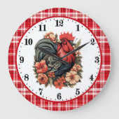 かわいい鶏の愛好家のキッチン ラージ壁時計 (正面)