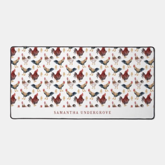 かわいい鶏の柄 デスクマット (正面)