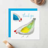 かわいい鶏の水彩画 ノートカード (正面/裏面インサイチュ)