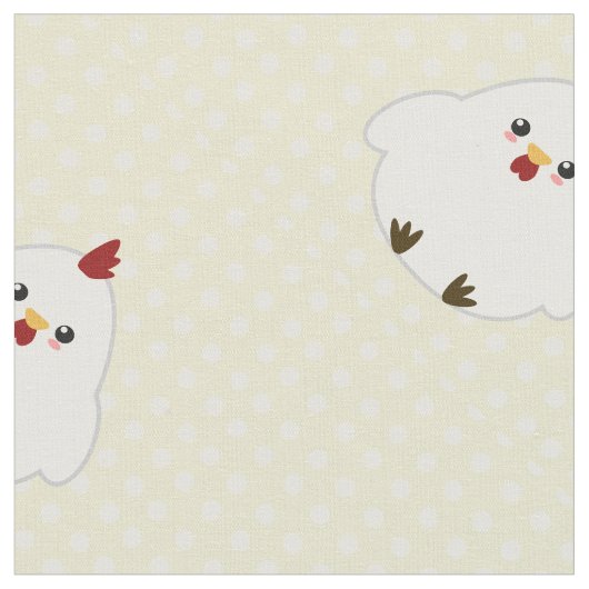 かわいい鶏の生地 ファブリック (クローズアップ)