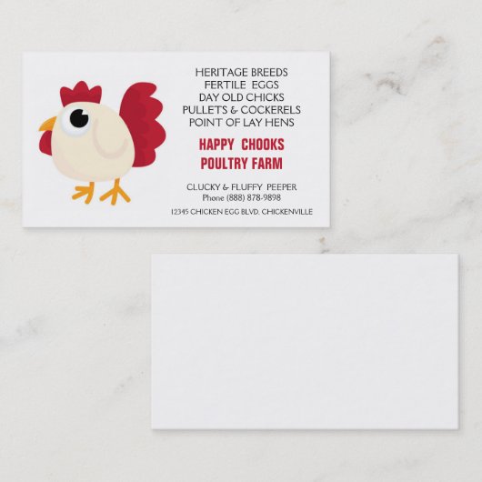 かわいい鶏の落書きの卵の農場 名刺 (正面/裏面)