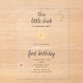 かわいい鶏の鶏と雛のターン1つの誕生日 アクリル招待状 (正面)