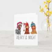 かわいい鶏クリスマスクリスマスファーム動物ファンン カード (黄色い花)