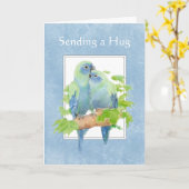 かわいい鸚鵡のカップルとの心強い友情 カード (黄色い花)