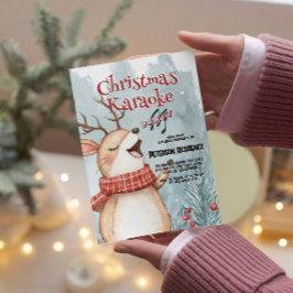 かわいい鹿がクリスマスにカラオケを歌うパーティー 招待状
