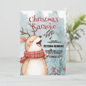 かわいい鹿がクリスマスにカラオケを歌うパーティー 招待状 (スタンド正面)