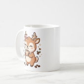 かわいい鹿がコーヒーを飲むマグカップ コーヒーマグカップ (正面左)