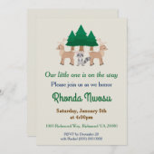 かわいい鹿とアライグマ赤ちゃんシャワー 招待状 (正面/裏面)