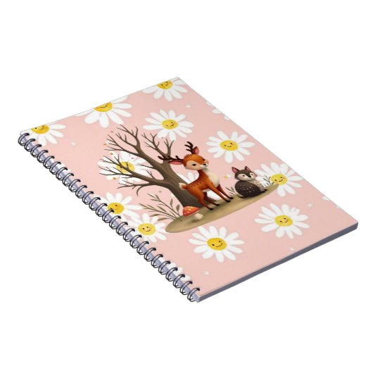 かわいい鹿とハリネズミのスパイラル写真ノート ノートブック (右側)