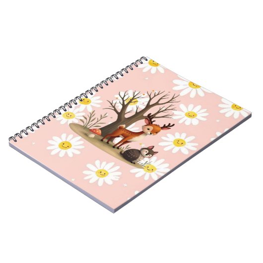 かわいい鹿とハリネズミのスパイラル写真ノート ノートブック (左側)
