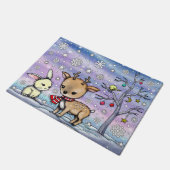 かわいい鹿とバニー図解入りの、写真付きのアート ドアマット (アングル)