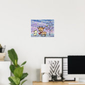 かわいい鹿とバニー図解入りの、写真付きのアート ポスター (ホームオフィス)