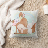 かわいい鹿とバニー クッション (ブランケット)