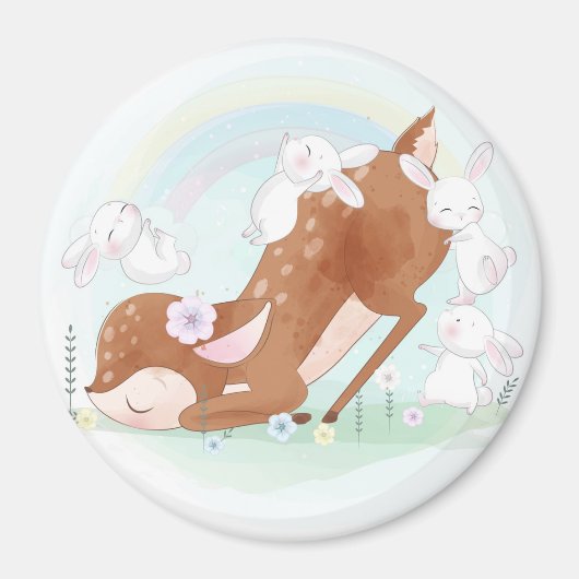 かわいい鹿とバニー マグネット (正面)