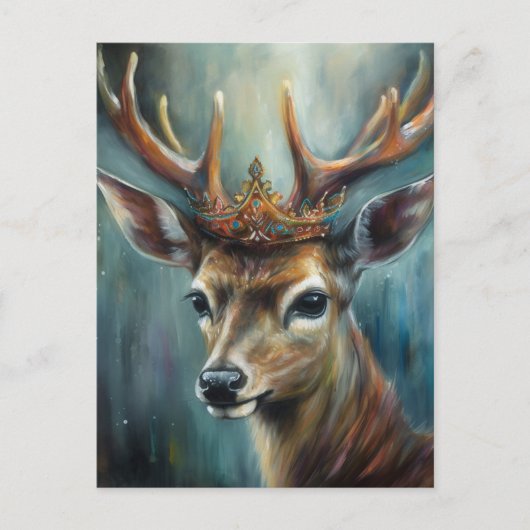 かわいい鹿と王冠 ポストカード (正面)