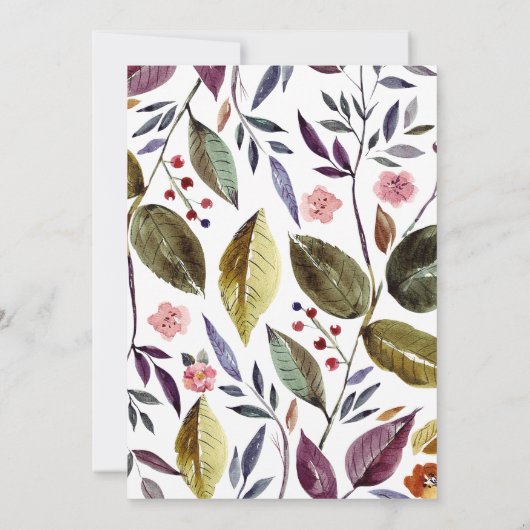 かわいい鹿と花模様の赤ちゃんシャワー 招待状 (裏面)