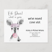 かわいい鹿なんと1年の動く発表 案内ポストカード (正面)