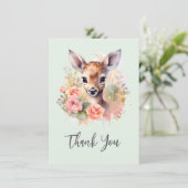 かわいい鹿に囲まれたバラありがとう サンキューカード (スタンド正面)