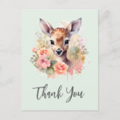 かわいい鹿に囲まれたバラありがとう ポストカード (正面)