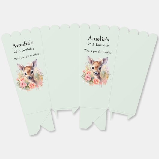 かわいい鹿に囲まれたバラ誕生日ありがとう フェイバーボックス (見開き)