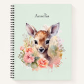 かわいい鹿に囲まれたバラ ノートブック (正面)