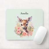 かわいい鹿に囲まれたバラ マウスパッド (マウス)