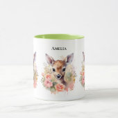 かわいい鹿に囲まれたバラ マグカップ (中央)