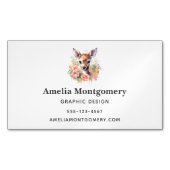 かわいい鹿に囲まれたバラ マグネット名刺 (正面)