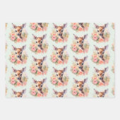 かわいい鹿に囲まれたバラ ラッピングペーパーシート (正面)