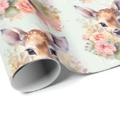 かわいい鹿に囲まれたバラ ラッピングペーパー (ロールコーナー)