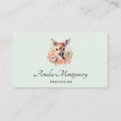 かわいい鹿に囲まれたバラ 名刺 (正面)