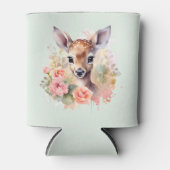 かわいい鹿に囲まれたバラ 缶クーラー (正面)
