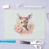 かわいい鹿に囲まれたバラ 薄葉紙 (クラフト)