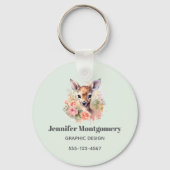 かわいい鹿に囲まれてバラ事業 キーホルダー (正面)