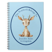 かわいい鹿のイラスト名前カスタマイズ子供の日記 ノートブック (正面)