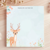 かわいい鹿のウッドランドパーソナライズされた名 ノートパッド
