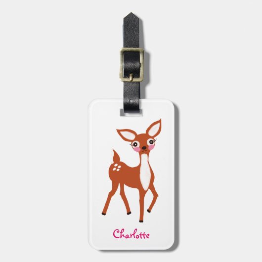 かわいい鹿のクリスマスキッズ ラゲッジタグ (正面縦)