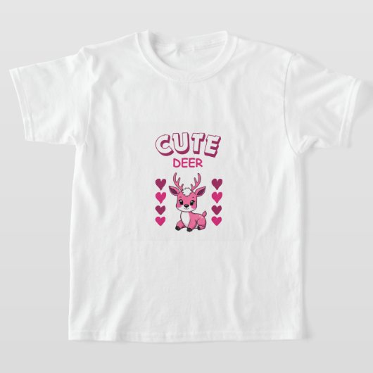 かわいい鹿のステッカー デザイン Tシャツ (レイダウン)