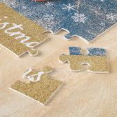 かわいい鹿のスノーフレークメリークリスマスキッズ ジグソーパズル (側面)