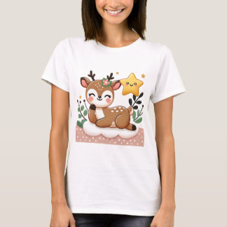 かわいい鹿のスマイル Tシャツ