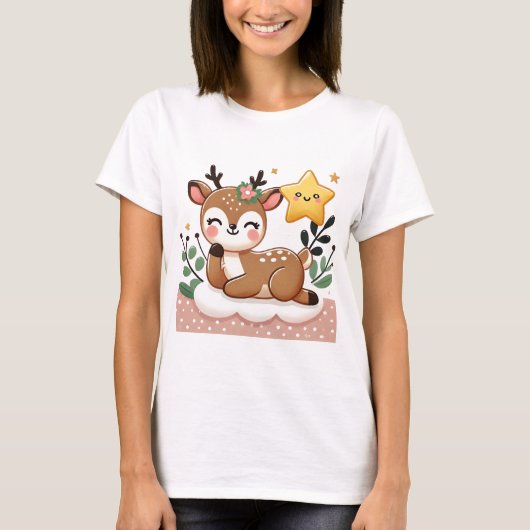 かわいい鹿のスマイル Tシャツ (正面)