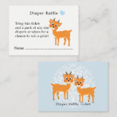 かわいい鹿のハート冬の赤ちゃんシャワーおむつラッフル エンクロージャーカード (正面/裏面)