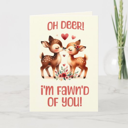 かわいい鹿のバレンタイン！ 私はあなたに夢中よ バレンタインデー シーズンカード (正面)