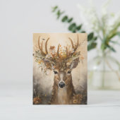 かわいい鹿のフローラ王冠 ポストカード (スタンド正面)